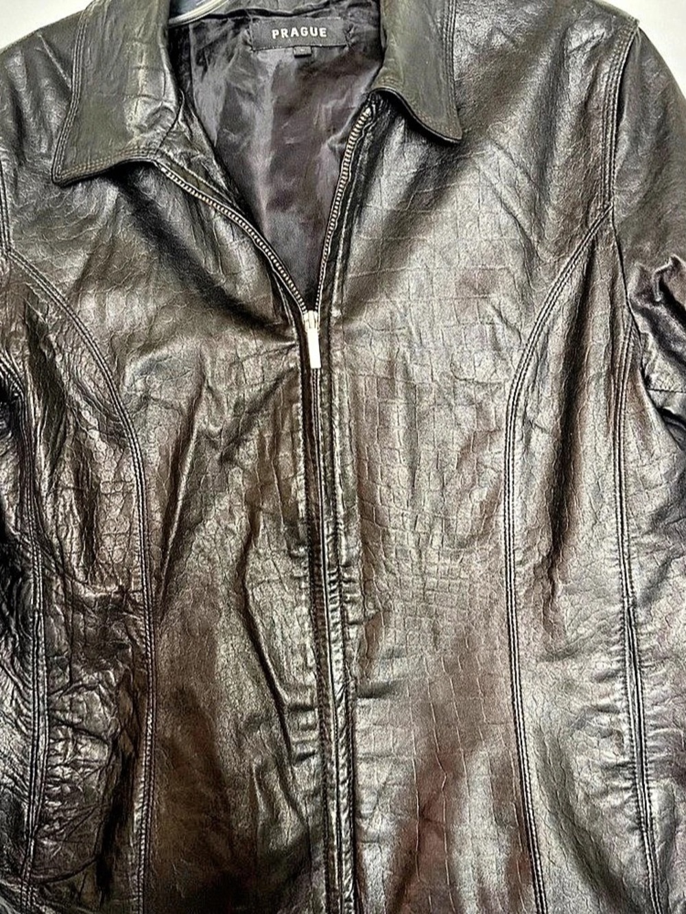 Prague Leather Zip Front Jacket in Black
